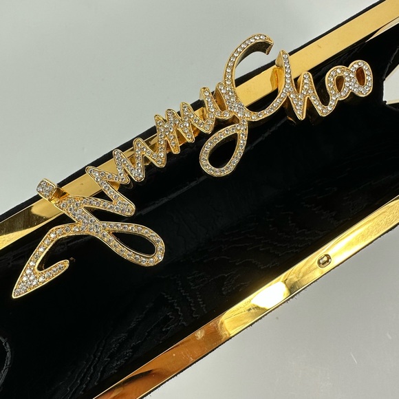 JIMMY CHOO SUEDE CELESTE WITH JIMMY CHOO CRYSTAL CLASP CLUTCH - Picture 11 of 13